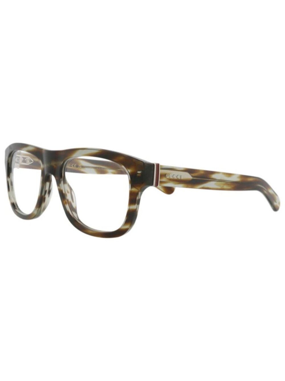 New Gucci Women's Eyeglasses Square Rectangle Recycled Acetate Frame Mens Havana